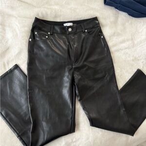 GREY LAB Black Faux Leather Trousers